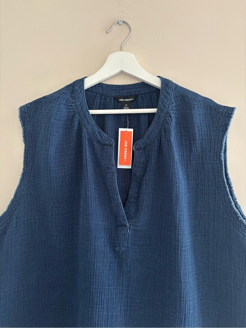 Joe Fresh Women’s V-Neck Top Plus Size 2X Dark Blue 100% Cotton Casual